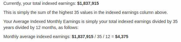 AIME calculation resulting in $4,375